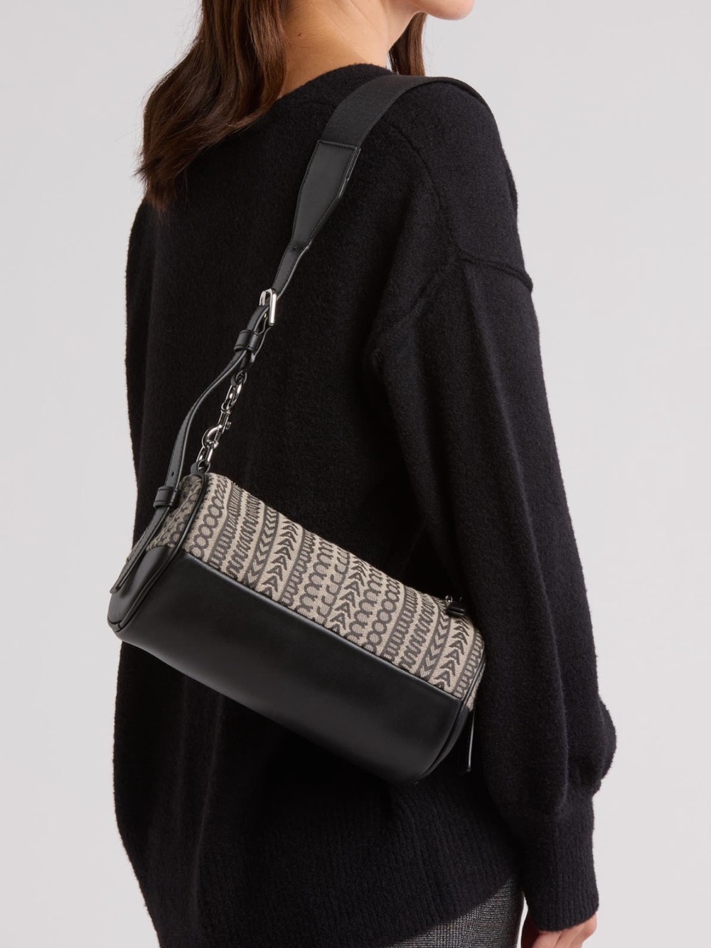 Marc Jacobs Logo Jacquard & Leather Barrel Bag